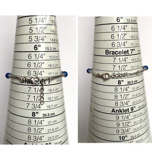 Sterling Silver 925 Twisted Rope Beaded Sodalite Station Bracelet 7"- 8" - Picture 9 of 16